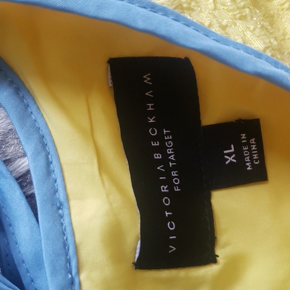 Victoria Beckham for Target Textured Yellow Blue Ruffle Dress SzXL - Picture 6 of 9